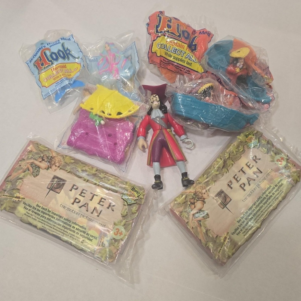 McDonalds 90s Happy Meal Toys Lot Captain Hook Peter Pan Puzzle Mermaid Figures